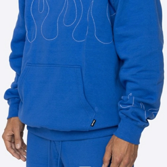 Blue Hand Stitches Flame Hoodie - Picture 2 of 3